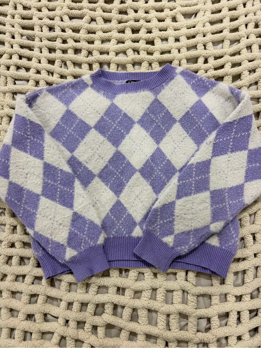Cozy Lavender Argyle Sweater - Girl’s # 0155